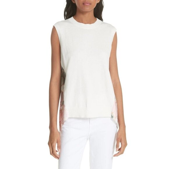 TED BAKER CLARIEY Sea of Clouds Pleated Sleeveless Knit Top - Picture 2 of 9